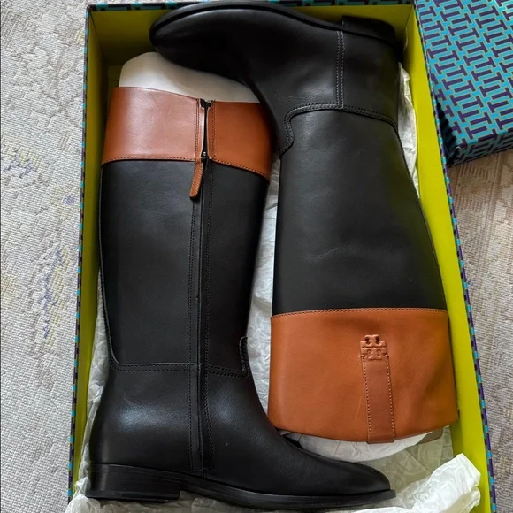 NIB Tory Burch Leather Double T Riding Boots Size 9 - Picture 9 of 11
